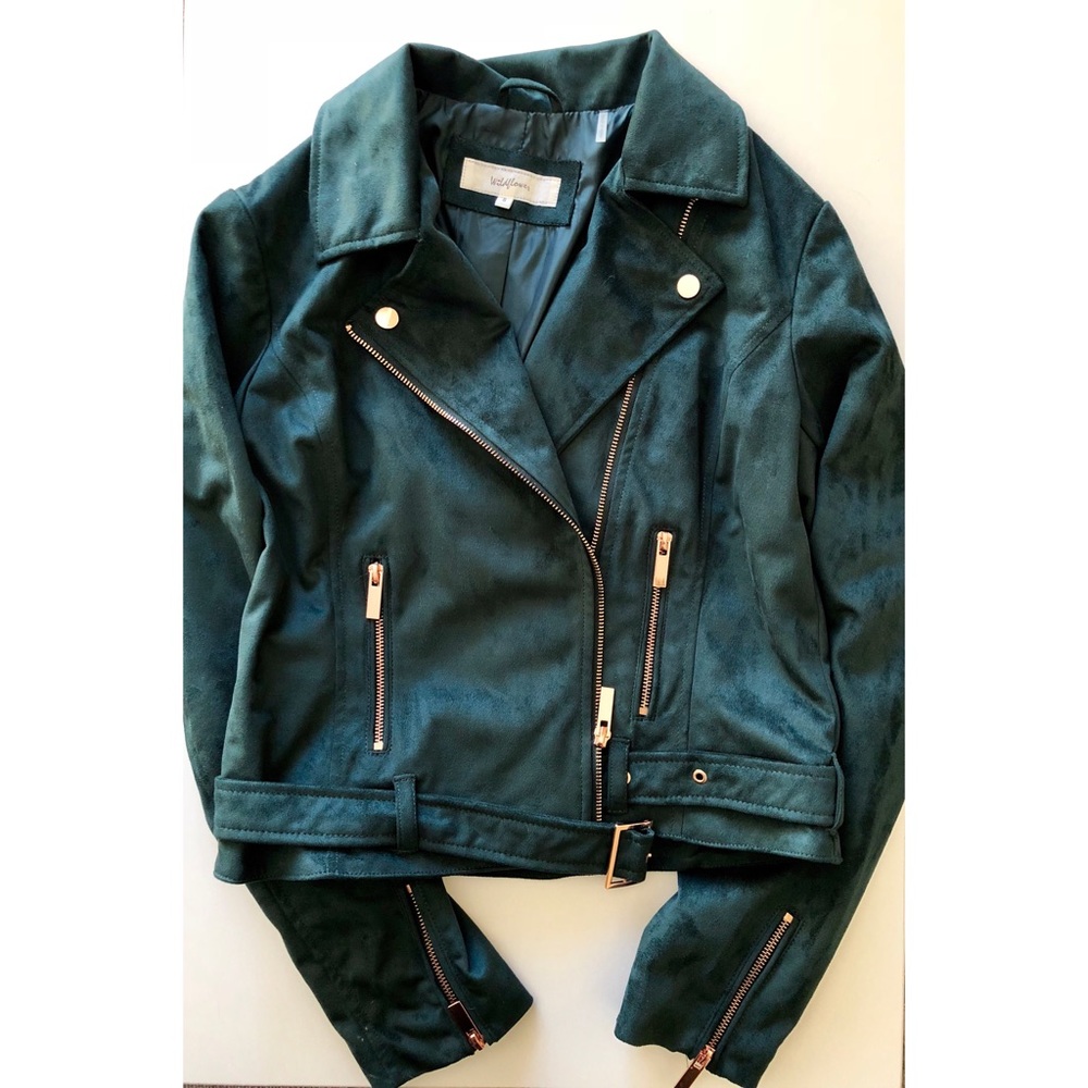Wildflower Faux-Suede Moto Jacket